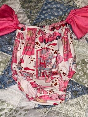 Barbie Baby Girls Size 6-12 months Bubble Romper Swimsuit EUC
